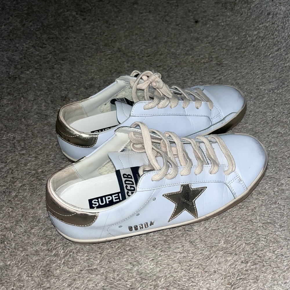 White Sneakers with Metallic Accents